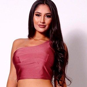 Pink One Shoulder Crop Top